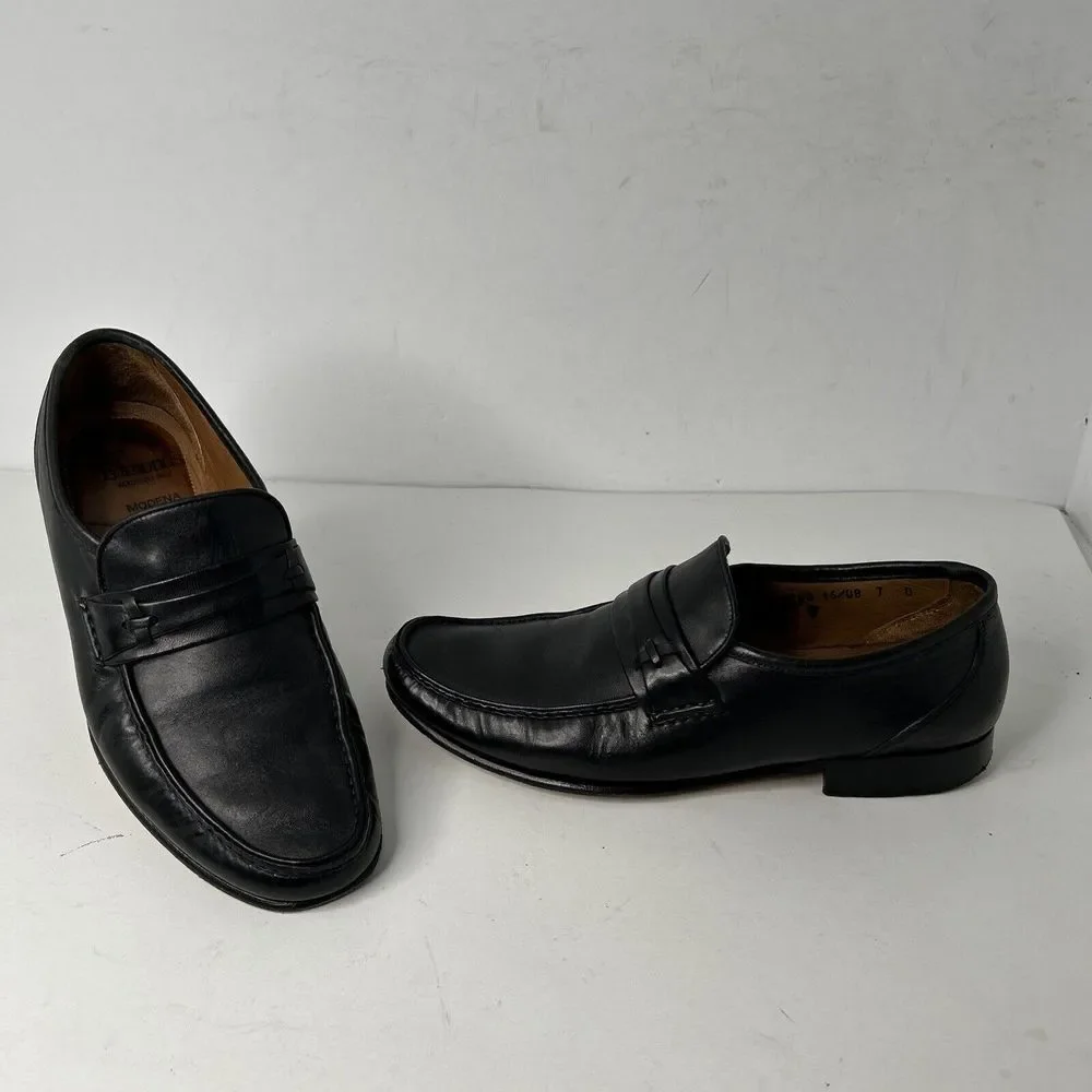 Allen Edmonds‎ MODENA Black Leather Dress Men's 7 D Shoe Loafer Italy EUC